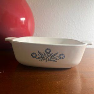 Vintage Corning Ware Corn Flower Casserole Dishes with Clear Lid